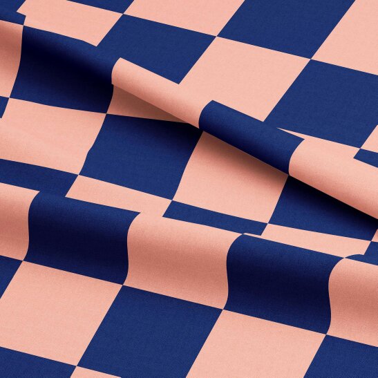 Love Frankie Peach Fuzz Reversible Checkmate & Helter Skelter Cushion