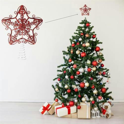 14.5cm Glitter Star Christmas Tree Topper in Assorted Colours for Festive Displays image 6