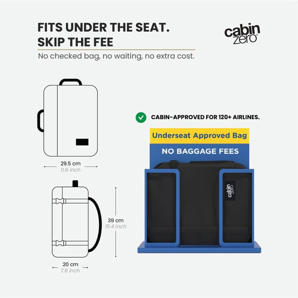 CabinZero Classic Tech Backpack 28L, Underseat-Approved with External Laptop Compartment, Water Bottle Pocket