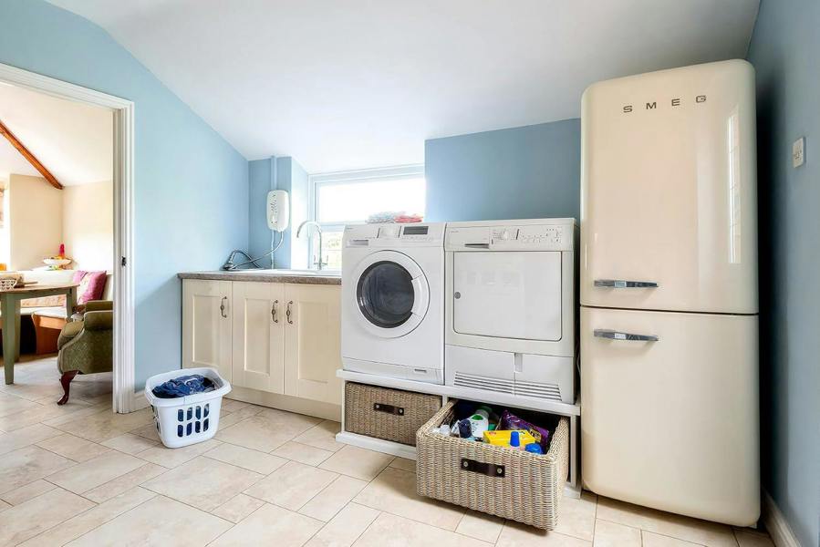 Statement Furniture Tetbury Washing Machine and Dryer Stand, Double Appliance Pedestal with Storage