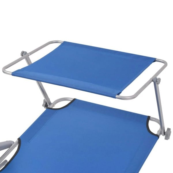 Berkfield Sun Lounger with Canopy Steel Blue