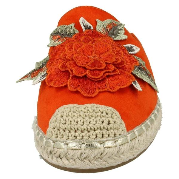 Spot On Ladies Spot On Flower Embellishment Espadrille Mules