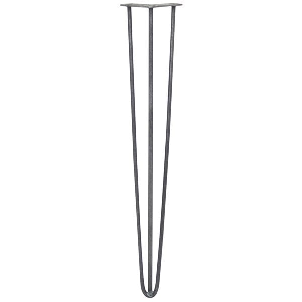 SkiSki 4 x 28" Hairpin Legs - 3 Prong - 10mm - Raw Steel