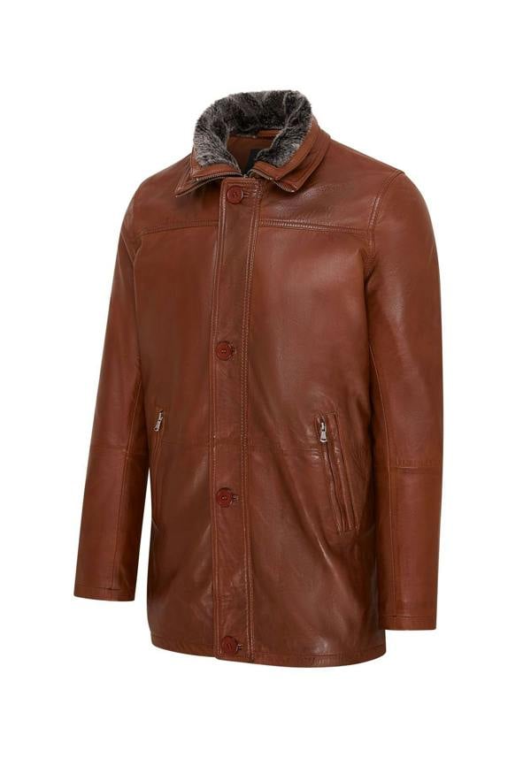 Infinity Leather Mens Mid-Length Warm Leather Trench Coat - Varkaus