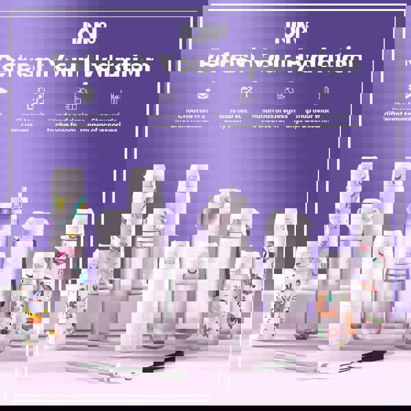 ION8 Leak Proof Kids Water Bottle, Stainless Steel, Unicorns, 400ml (13oz)