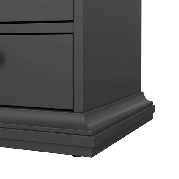 Wyld Haus Osaka Farmhouse Dark Grey Wooden Bedside Table 2 Drawers