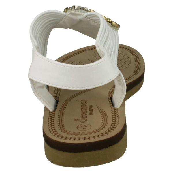 Savannah Ladies Savannah Low Wedge Beaded Toepost Sandals
