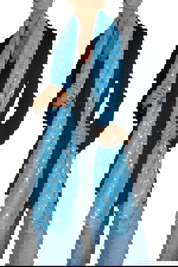 Paulo Due Silver Hearts Lightweight Cotton Scarf