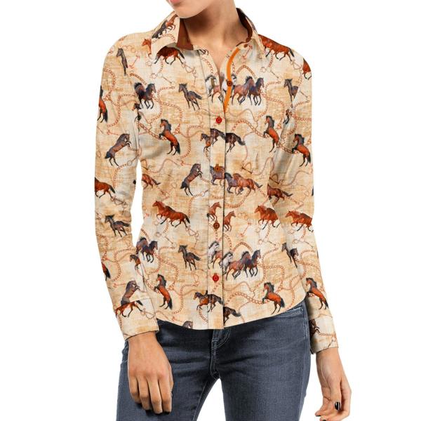 HORSES & BRIDLES WOMENS PRINT SHIRT – Premium Men's Patterned Shirt by Claudio Lugli | Bold Design, Tailored Fit, Best Printed Shirts