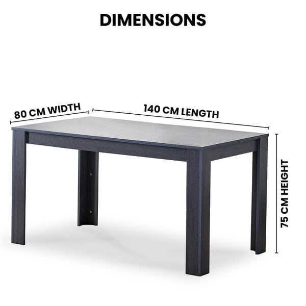 Kosy Koala Dark Grey Arrow Pattern Dining Table Set with 4 Grey Velvet Chairs, 140x80x75 cm