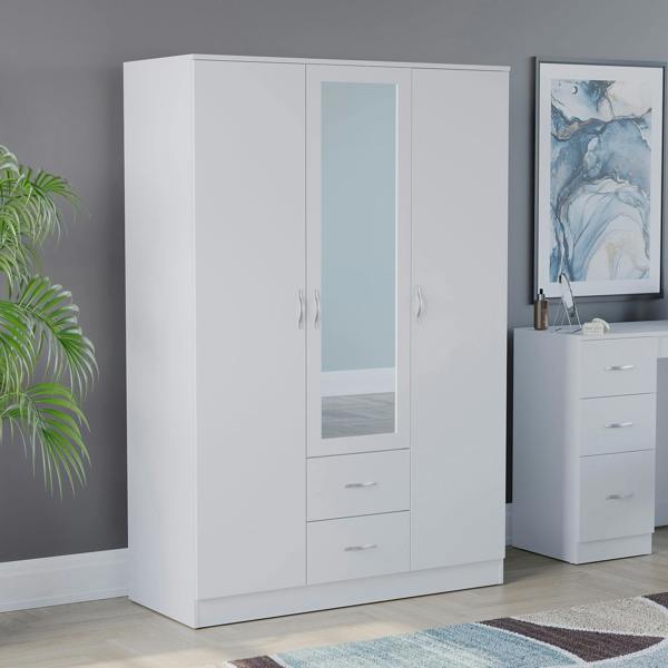 Vida Designs Riano 3 Door 2 Drawer Mirrored Wardrobe