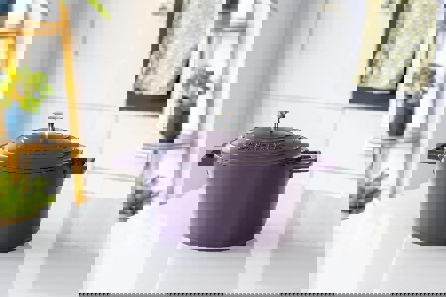 MasterClass 4L Cast Aluminium Casserole Dish with Lid, Non-Stick, Purple, 24cm