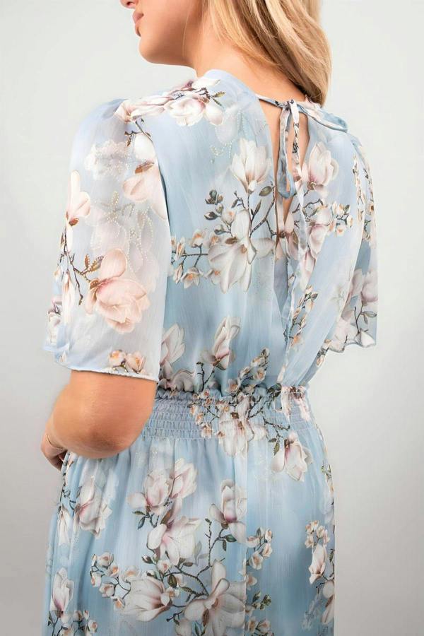 Ophelia Floral Wrap Maxi Dress - Sky Blue