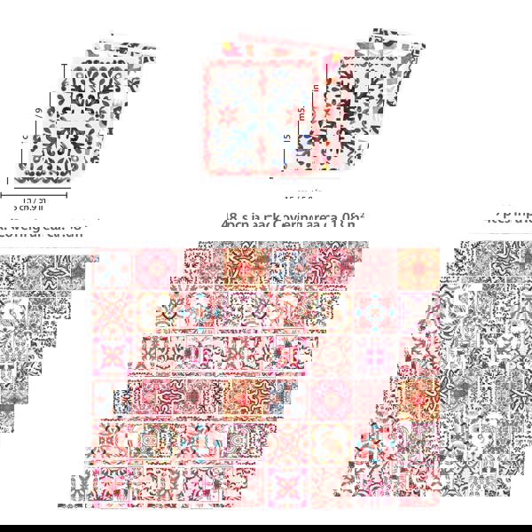 WT1518 - Moroccan Rose Red Mosaic Tile Sticker - 15 cm x 15 cm - 24 pcs