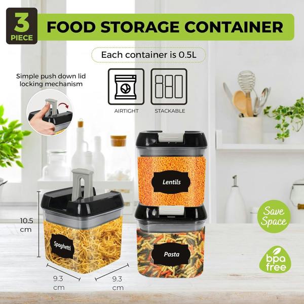 Top 3 3 Piece 0.5L Food Storage Lock N Fresh Stackable Containers
