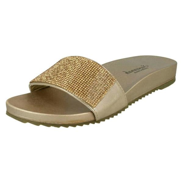 Savannah Ladies Savannah Flat Diamante Vamp Mules