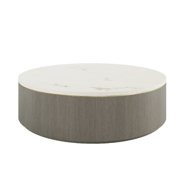 Ouro Luxury Round Natural Stone Top & Antique Brass Coffee Table