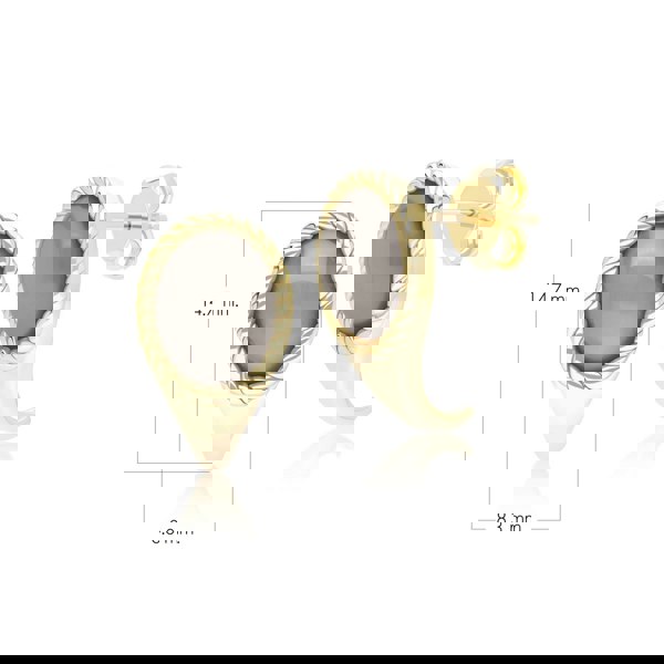 Gemondo Classic Oval Black Moonstone Drop Stud Earrings in 9ct Yellow Gold