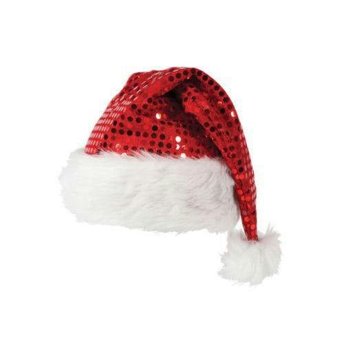 Shatchi One Size Red Sequin Santa Hat for Christmas Parties, Dressing Up and Festive Events