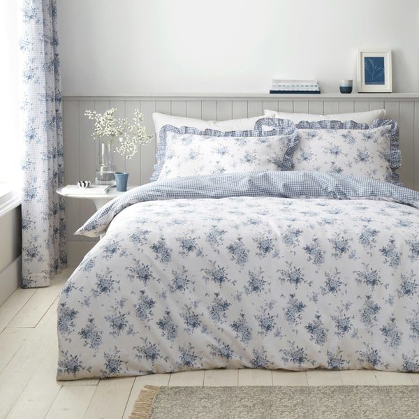 Catherine Lansfield Lucie Floral Frill Reversible Duvet Cover Set