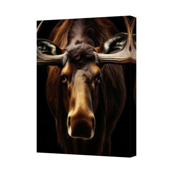 Benjamin Tate Design Moose Head Canvas Wall Art Print With Dramatic Black Background