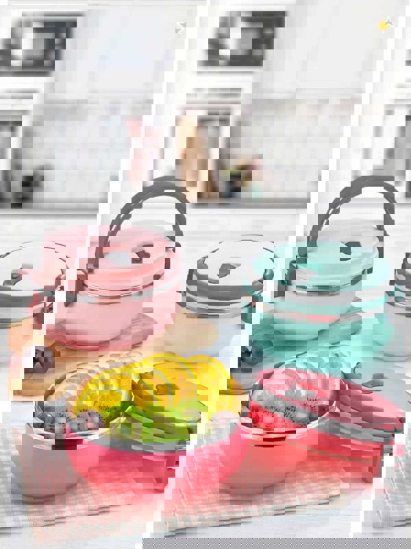 Rozi Freshbox 3-Layer Stainless Steel Bento Lunch Box (Pink)