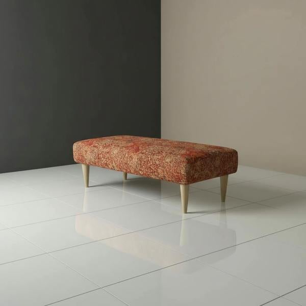 Handcrafted rectangular upholstered bench with designer abstract pattern fabric