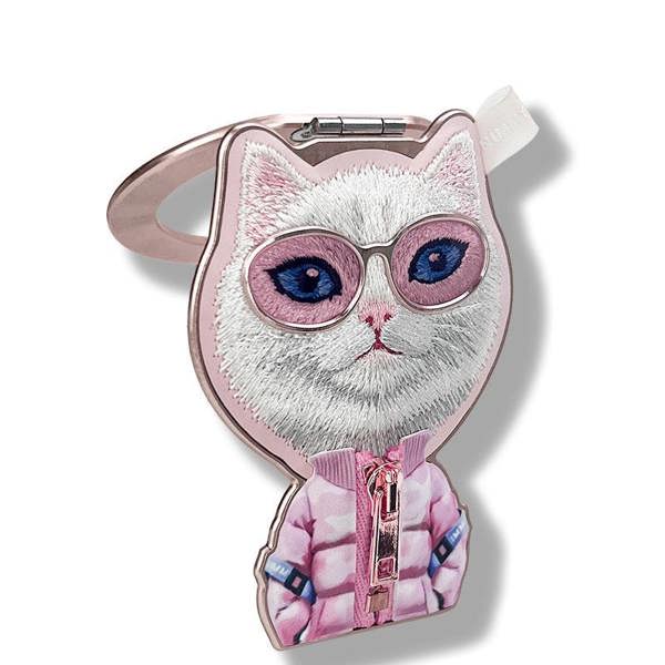 Nimmy Friends Nimmy Cool & Cute 2.0 White Rich & Beauty Cat Embroidery Magnetic Stand with MagSafe Pink - N-KM-BSZJ-04