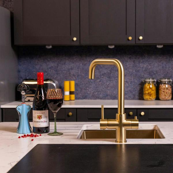 Flode Kyld 4 in 1 Instant Boiling & Cold Water Tap with Filtered Chilled Water | Brushed Brass Finish