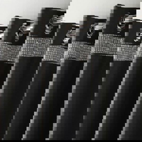 Luxury Living Palace Diamante Ring Top Blackout Curtains
