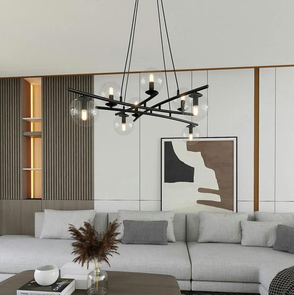 Emibig ESSA Pendant lamp 8 x E14 Black with Transparent Shade