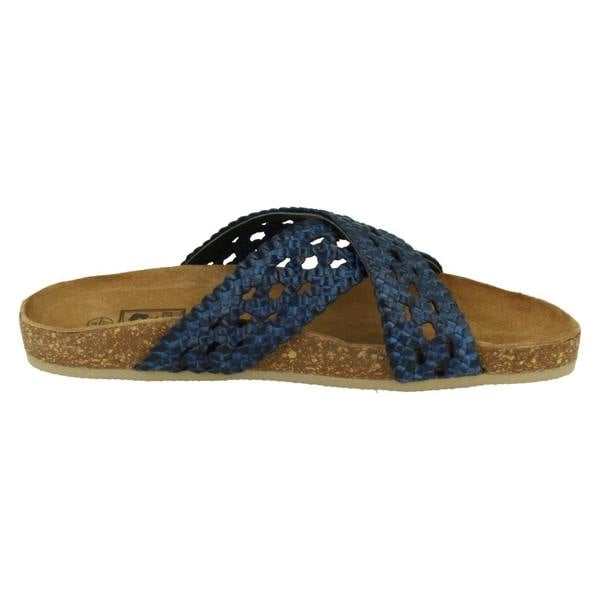 Down to Earth Ladies Down To Earth Leather X Strap Mule Sandals F00429