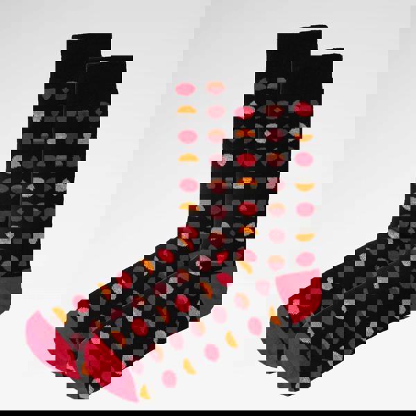 Jemsox Circle Geo Red Organic Cotton Mens Socks | Comfort Top & Bold Style