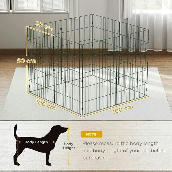 8 Panel Pet Playpen for Medium Dogs Indoor Outdoor 80 cm Height