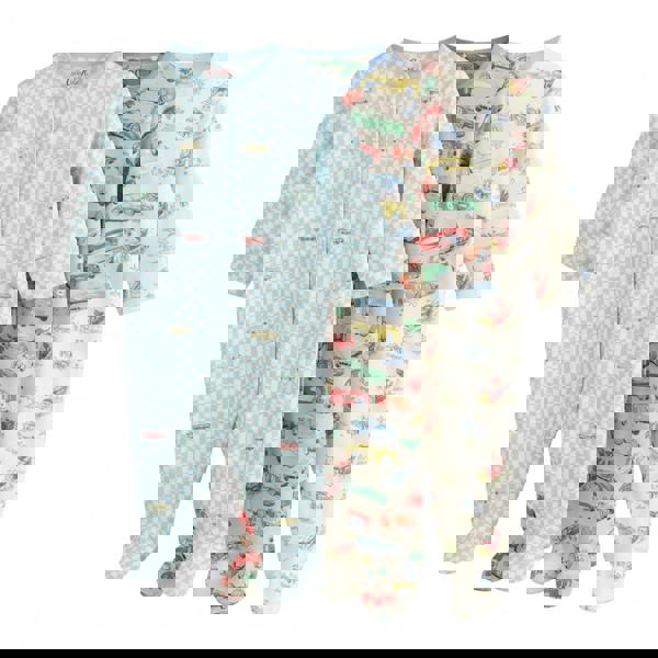 Cath Kidston Baby Retro Cars Babygrow (Pack of 3) - Blue/Green - 