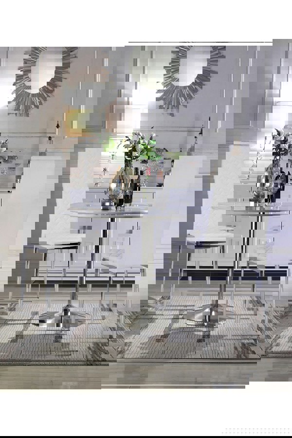 Living and Home Set of 2 High Back Modern Dining Chairs with Metal Lesgs