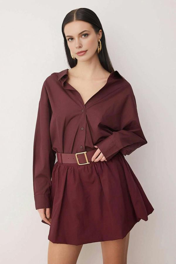 WOVCOR Super Mini Balloon Skirt with Lined Shorts and Belt Detail