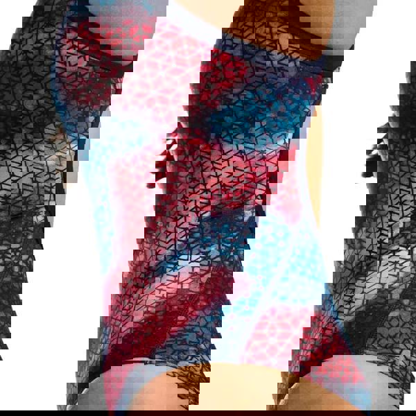 Vibrant red and blue TYR StarHex Durafast Elite Diamondfit swimsuit