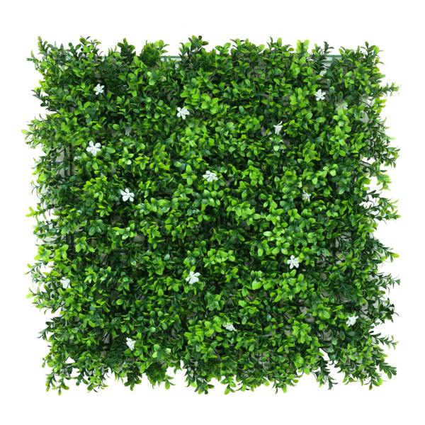Premium Artificial Green Wall Panel 50 x 50cm - White Flower - Evergreenery