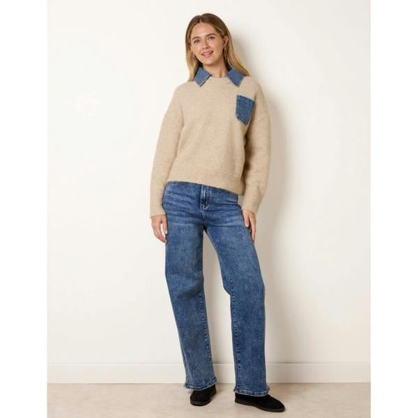 Blue Vanilla Front Pocket Denim Collar Jumper