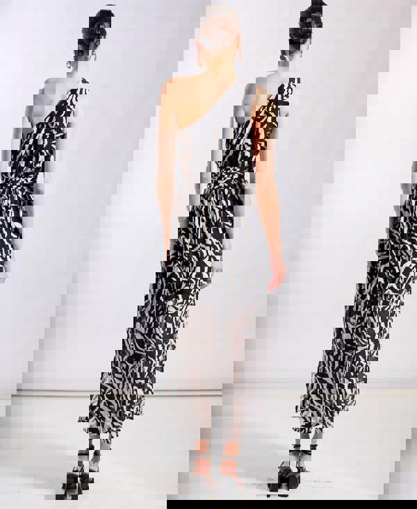 One Shoulder Midi Dress Black