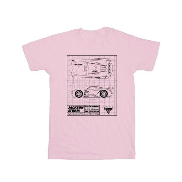 Disney Mens Cars Jackson Storm Blueprint T-Shirt - Baby Pink