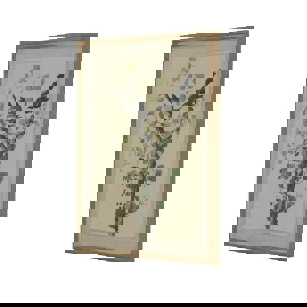 Hill Interiors Flora & Fauna Collection Shrikes Beaded Linen Framed Wall Art - Brown/White/Green - 