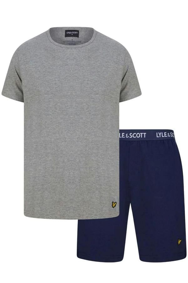 Lyle & ScottPyjama SetCharlie T-Shirt & Shorts Lounge Set, Peacoat / Grey MarlBoxers & Briefs