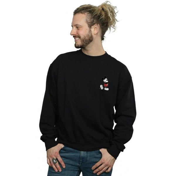 Disney Mens Mickey Mouse Kickin Retro Chest Sweatshirt - Black