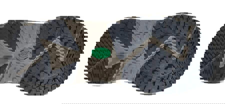 Karrimor Kestrel Mid Mens Casual Walking Trail Hiking Outdoor Ankle Boots, showing the black and beige rugged sole with durable tread design for outdoor activities.