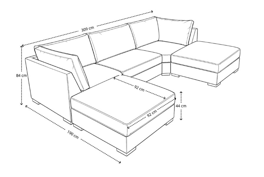 Outdoor Living The Wentworth U-Shaped Modular Corner Sofa with Deep Seat