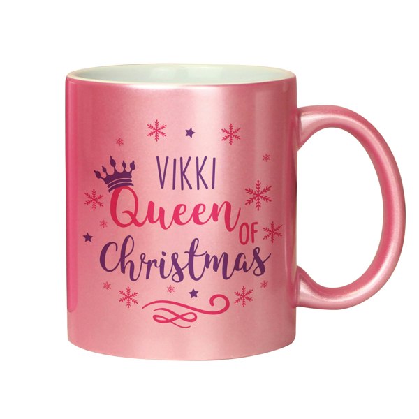 Personalised Memento Company Personalised Queen Of Christmas Pink Mug