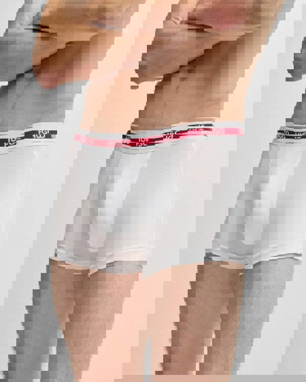 HUGO Planet 3-Pack Stretch-Cotton Logo Waistband Trunks - Open White 120