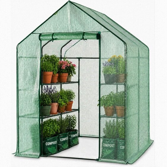Neo Green 8 Tier Shelving Walk In Outdoor Greenhouse 193 x 143 x 143 cm